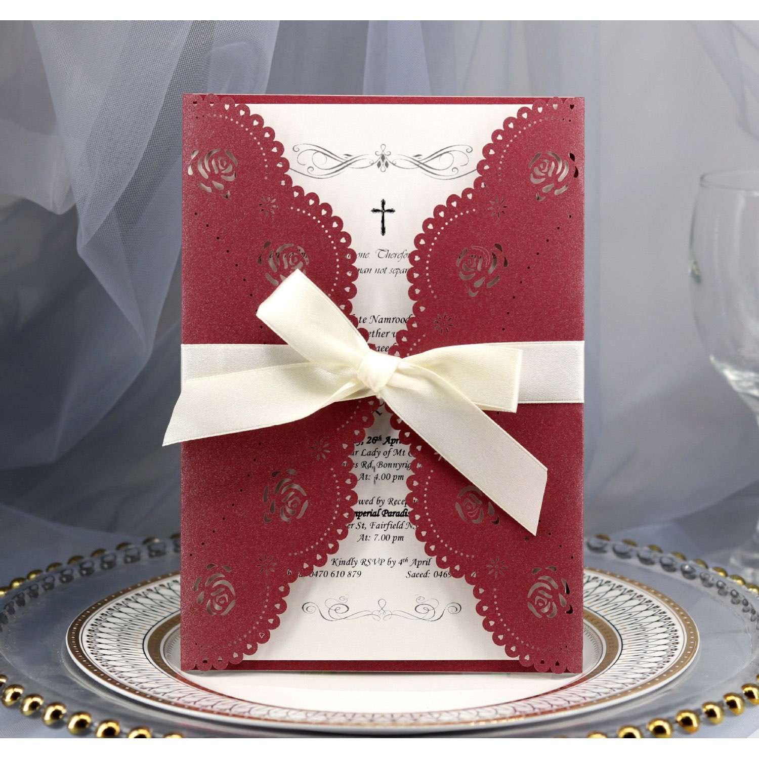 Thank You Card Laser Invitation Rose Card Business Invitation Wedding Supplies Wholesale